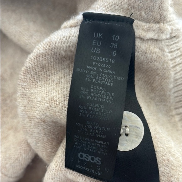 ASOS Chunky Oatmeal Beige Button Down Sweater Size 6 - Picture 9 of 9